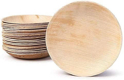Palm Leaf Plates (8” Round) — Compostable Eco Dinnerware (25–100 Pack)