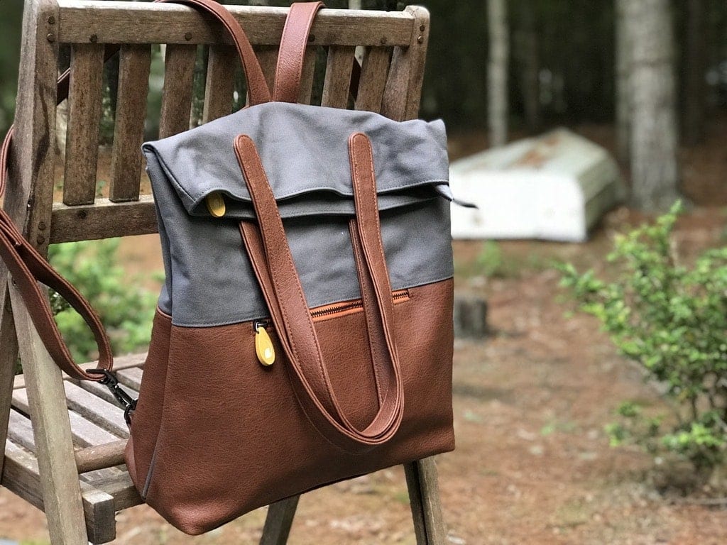 Greenpoint Convertible Backpack Tote — Organic Cotton & Vegan Leather
