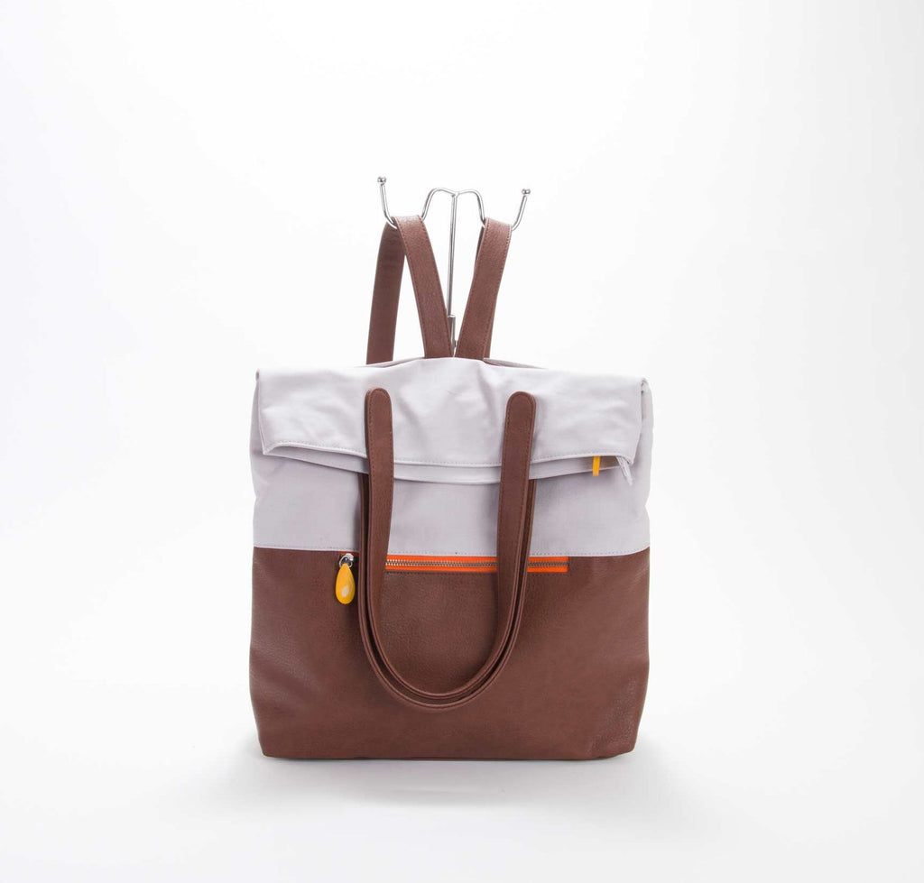 Greenpoint Convertible Backpack Tote — Organic Cotton & Vegan Leather